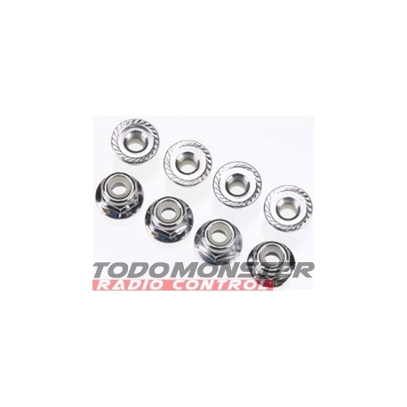 Traxxas Nuts 4mm Flanged Nylon Locking Steel (8)